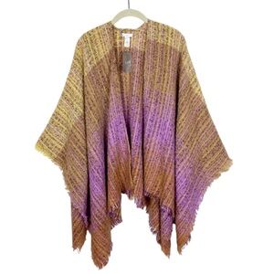 J. Jill Poncho Shawl Fringe Open Front Size XL-3X